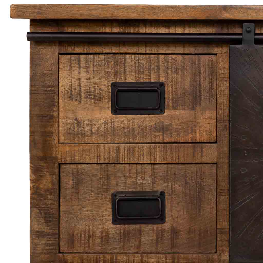 APARADOR ÓXIDO ARTESANAL DE MADERA MACIZA CON PUERTAS CORREDERAS Y 4 CAJONES image 5
