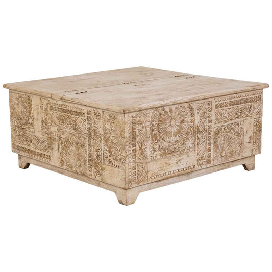 MESA DE CENTRO DALIAN ARTESANAL BLANCO ENVEJECIDO image 0