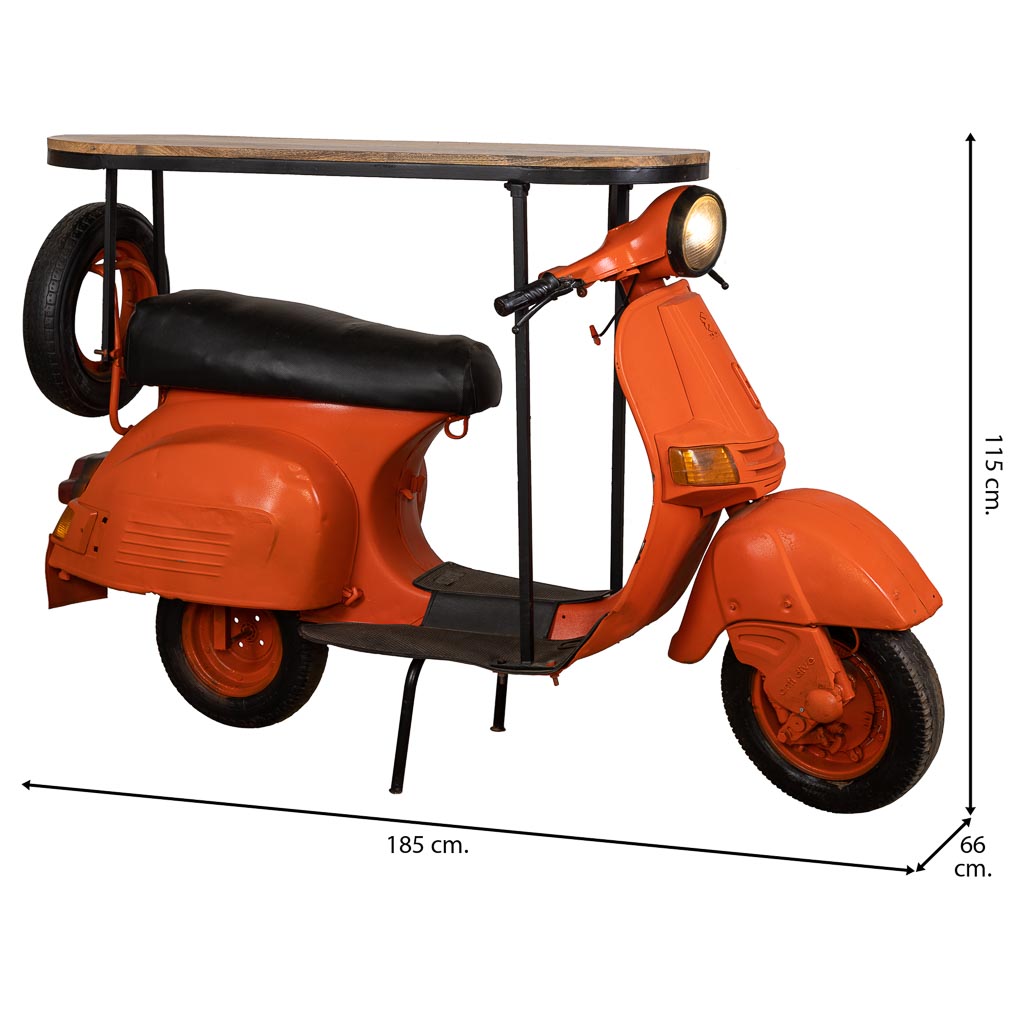 BARRA BOTELLERO MOTO VESPA ARTESANAL NARANJA image 1