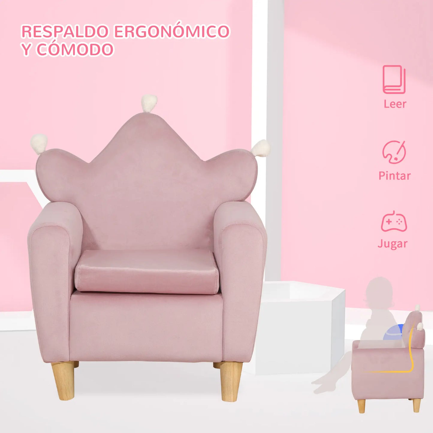 SILLÓN INFANTIL PRINCESS KIDS ROSA image 9