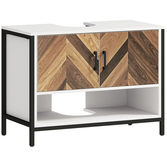 MUEBLE BAJO LAVABO LUNARA 80 CREMA Y NOGAL image 0