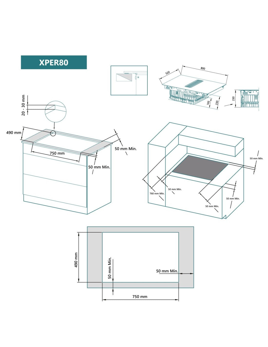 Placa de inducción flexible con extracción 80 cm 4 zonas de cocinado image 2