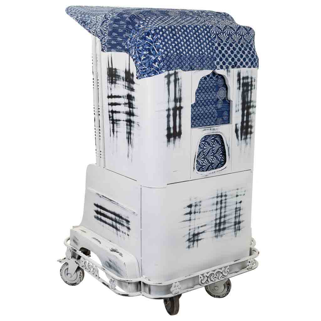 SILLÓN TUK TUK DE METAL BLANCO TAPIZADO image 3