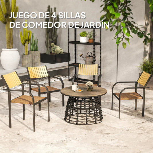 SILLAS DE JARDÍN APILABLES TEKNOAIR MARRÓN · PACK 4 UNIDADES image 0
