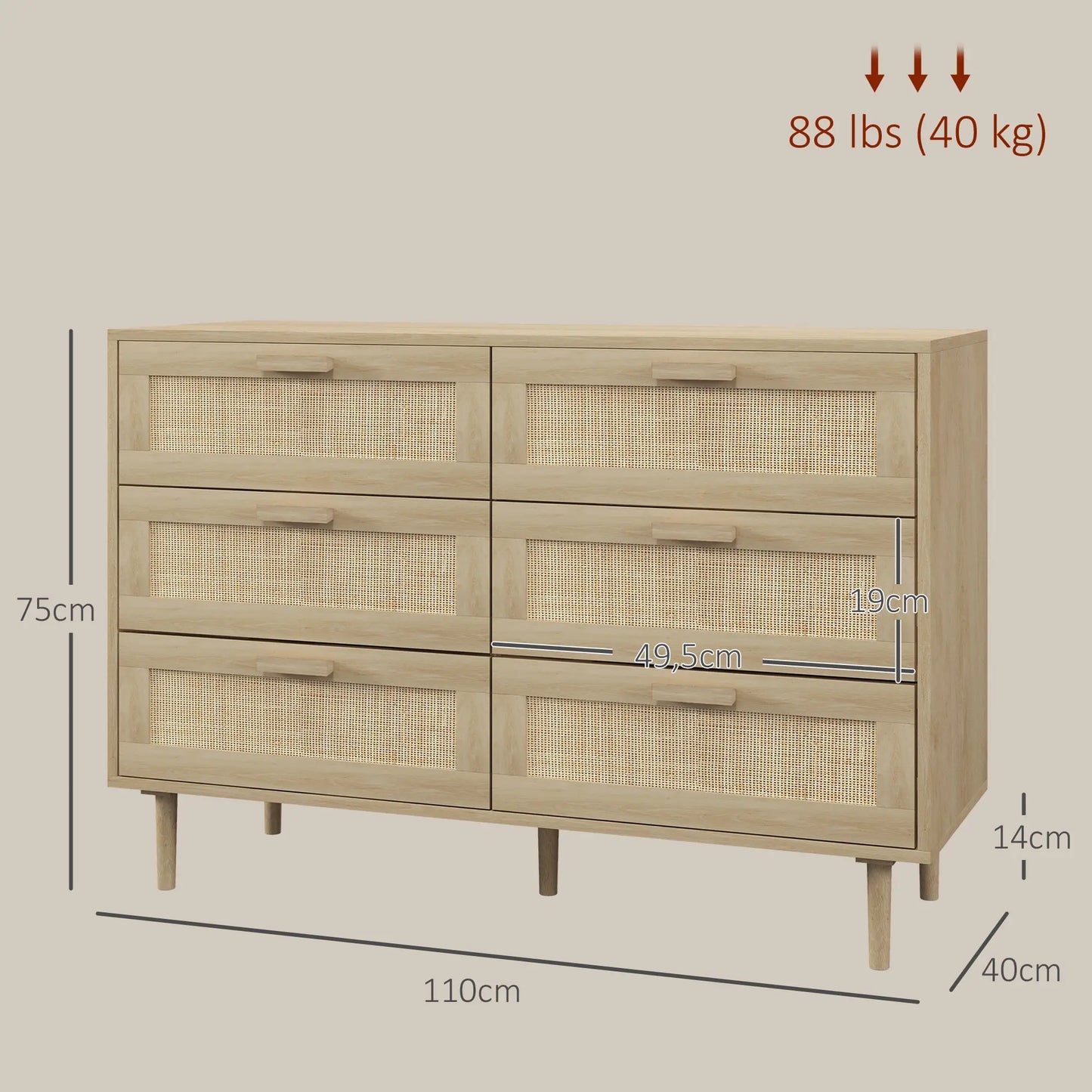 CÓMODA BOHO RATTAN SIX 110 image 4