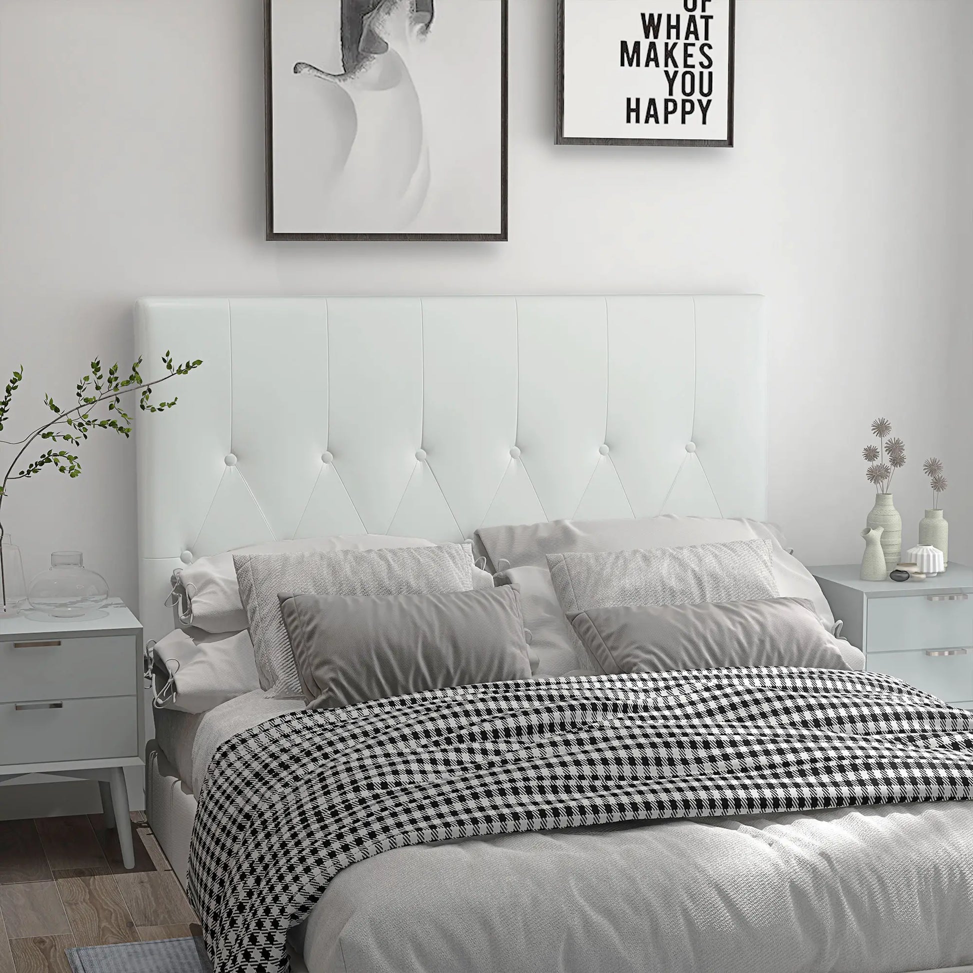 CABECERO DE CAMA BLANCO 160 CM TAPIZADO EN PU image 0