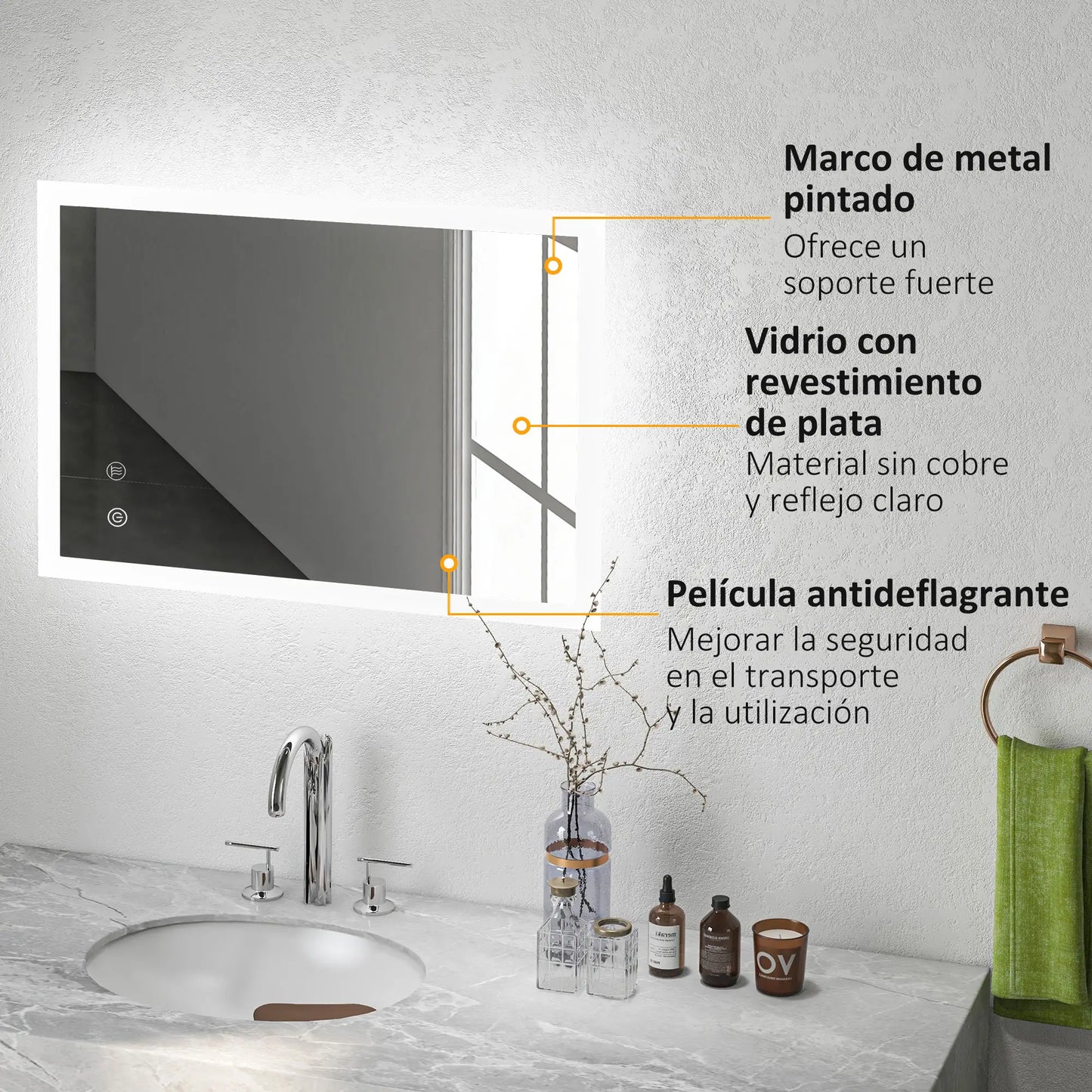 ESPEJO DE BAÑO LED LUMINA VELUX 70X50 ANTIVAHO RETROILUMINADO image 1