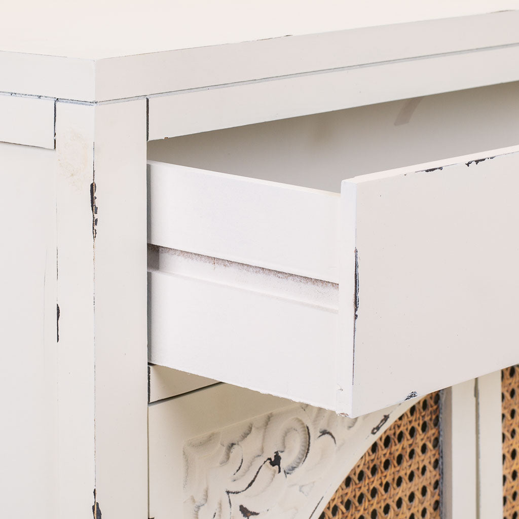 RECIBIDOR ALIKA DE MADERA Y RATÁN CON 1 CAJÓN Y 2 PUERTAS BLANCO image 6