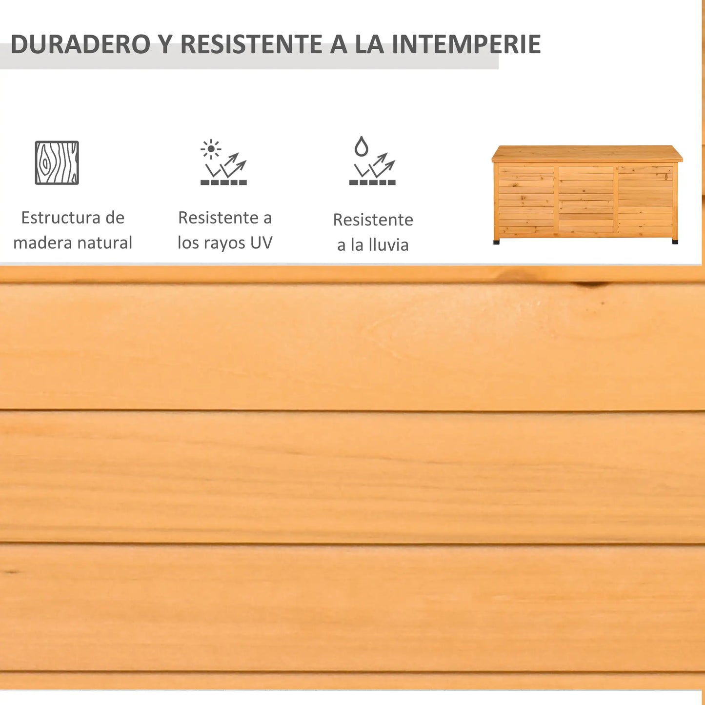 BAÚL DE MADERA EXTERIOR CON TAPA ABRIBLE Y DISEÑO PERSIANA image 3