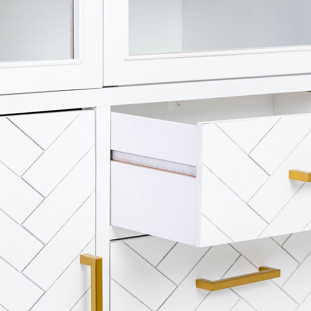 VITRINA MARTA DE MADERA BLANCA 3 PUERTAS Y 3 CAJONES image 6