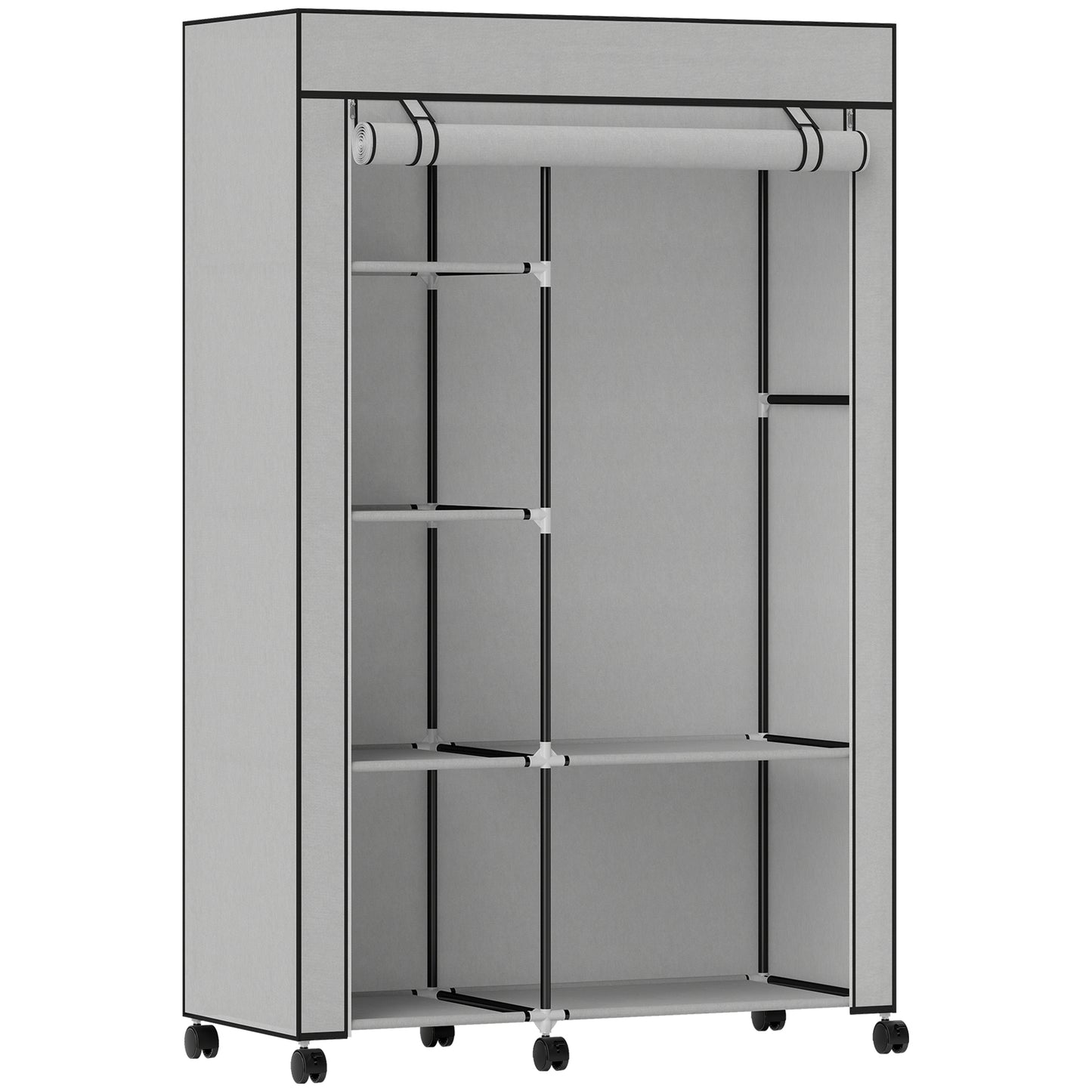 👕 ARMARIO DE TELA PLEGABLE 103 CM CON 6 ESTANTES Y BARRA PARA COLGAR – 5 COLORES