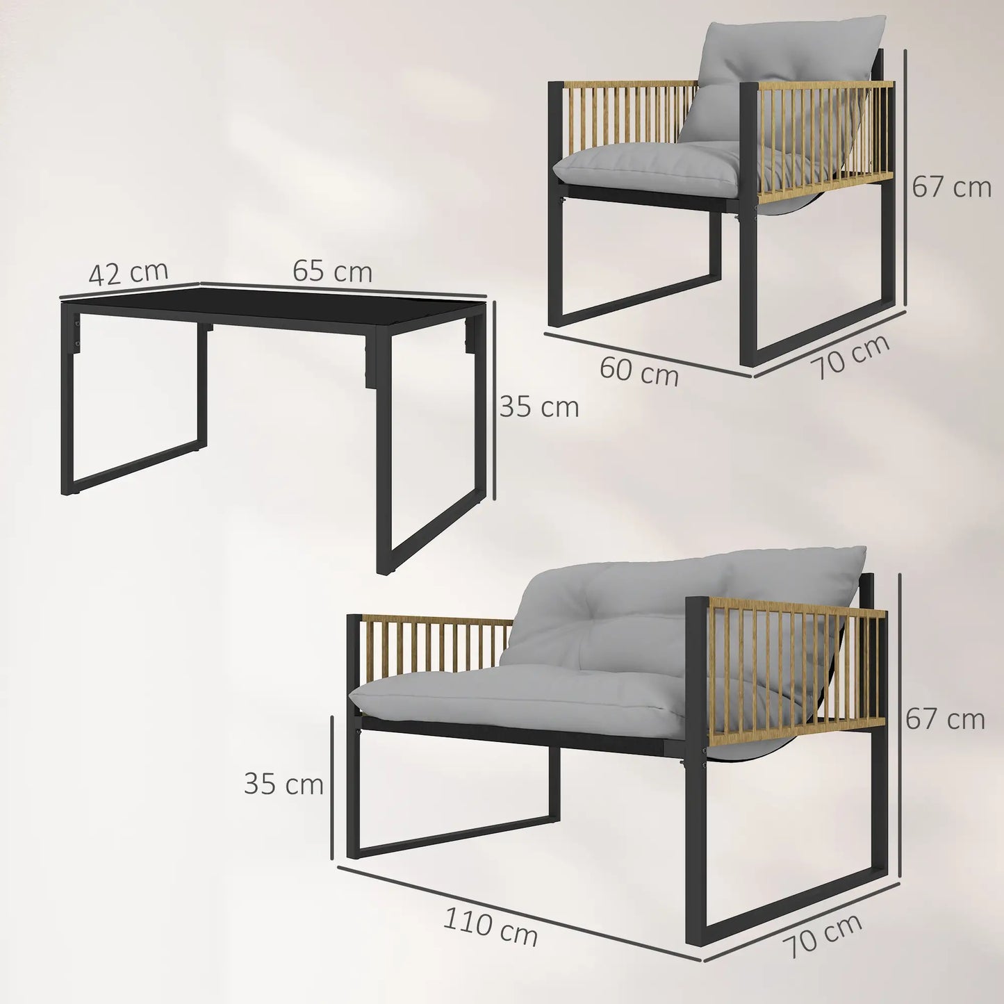 🌿 CONJUNTO DE JARDÍN 4 PIEZAS BARATO “RATTANIA” – SOFÁ EXTERIOR + SILLONES + MESA