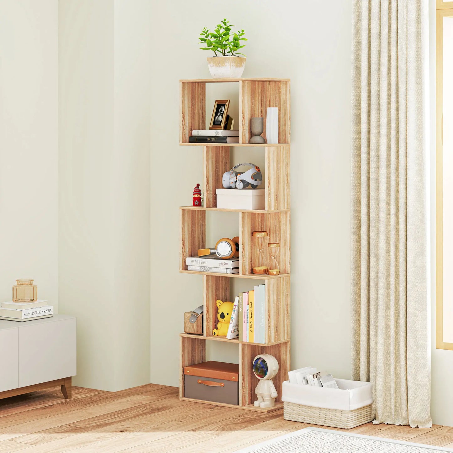 📚 Librería Diseño ONDA – Estantería en Forma de S 5 Niveles