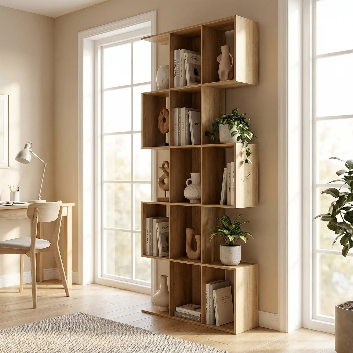 📚 Librería Modelo ZIGZAG – Diseño en S de Gran Capacidad