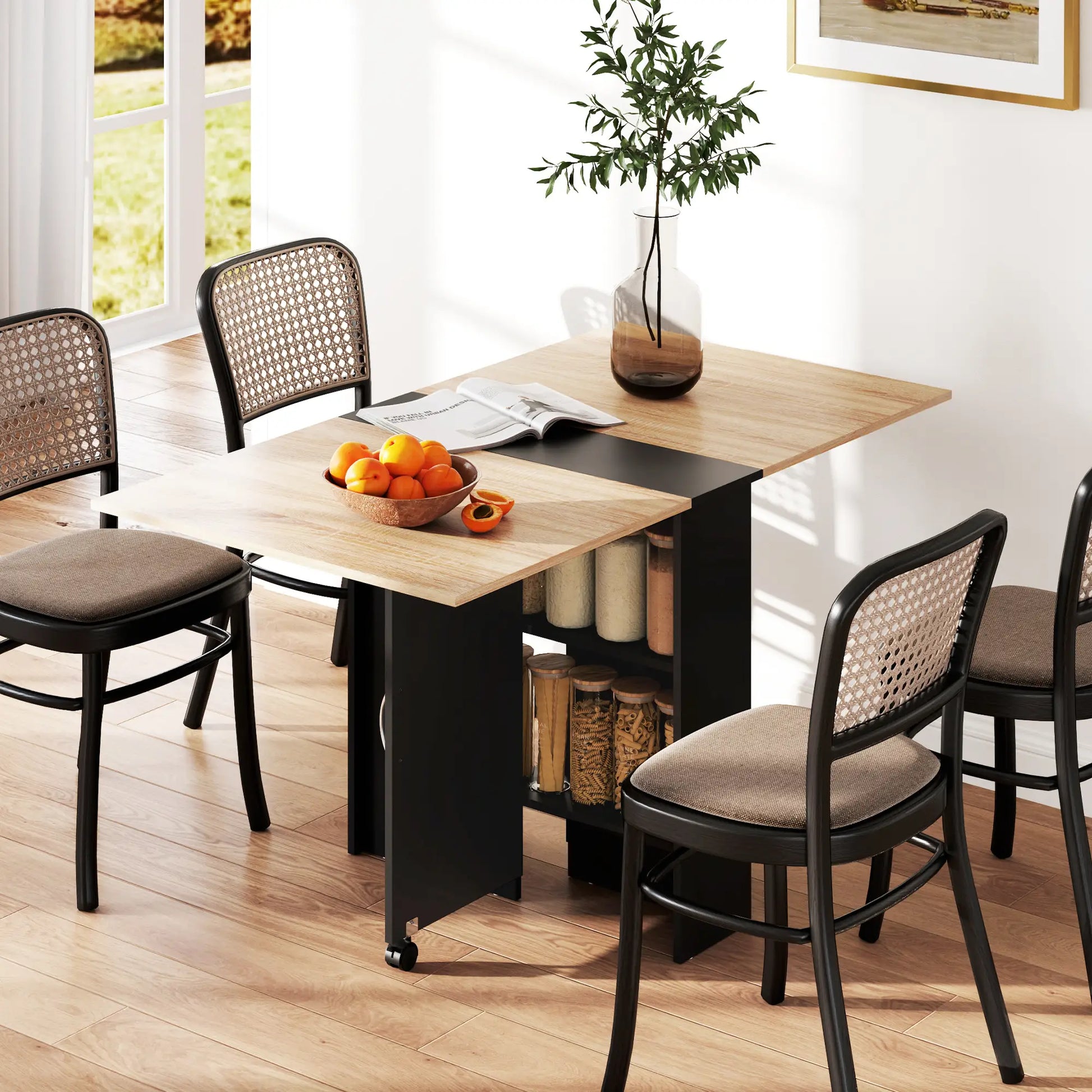 MESA DE COCINA PLEGABLE CON RUEDAS Y ALAS ABATIBLES 140 CM image 7