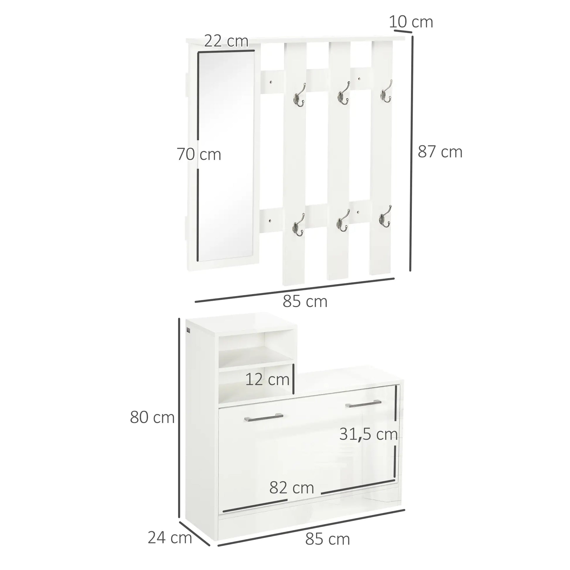 RECIBIDOR BRIGHT&STORE WHITE 3 EN 1 image 3