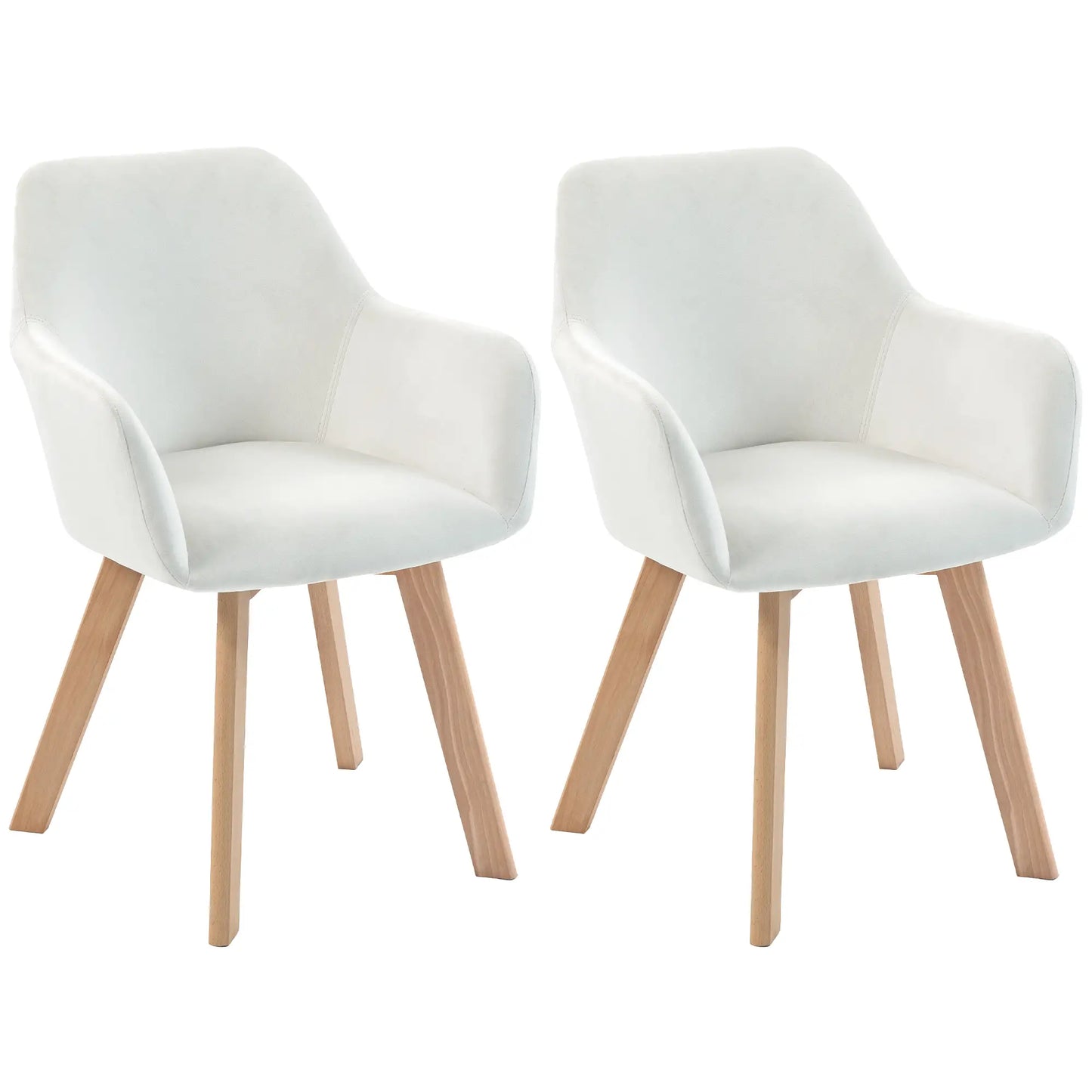JUEGO DE 2 SILLAS DE COMEDOR MODERNAS TAPIZADAS EN TERCIOPELO – COLOR CREMA image 1