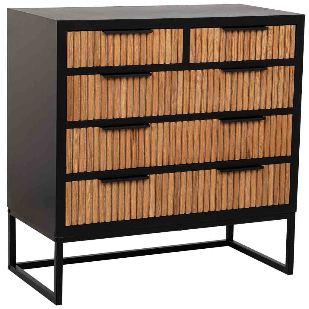 CÓMODA SAORI DE 5 CAJONES DE MADERA Y METAL NEGRO image 0