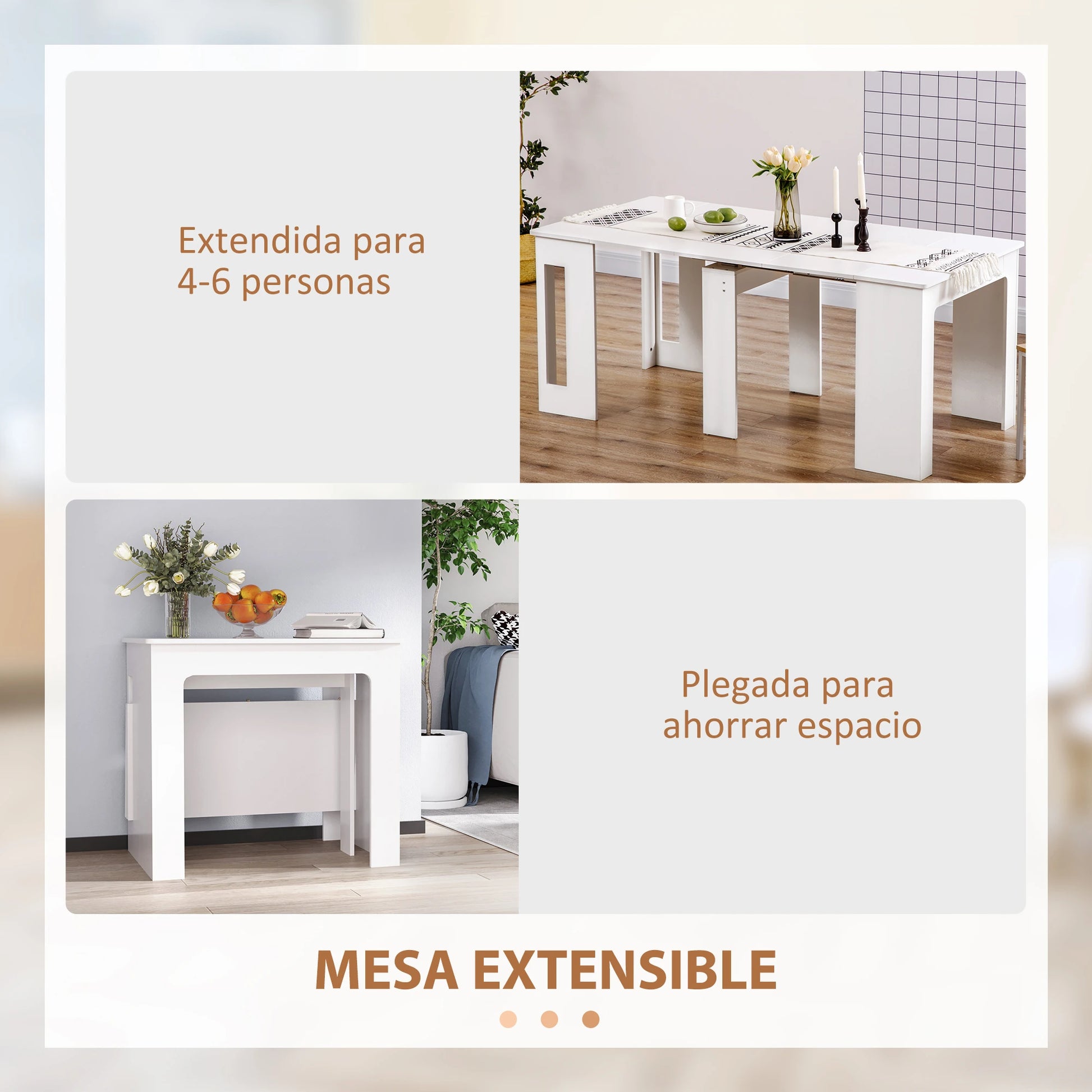 MESA DE COMEDOR EXTENSIBLE BLANCA 4-6 PERSONAS – MODELO ALHAMBRA image 1