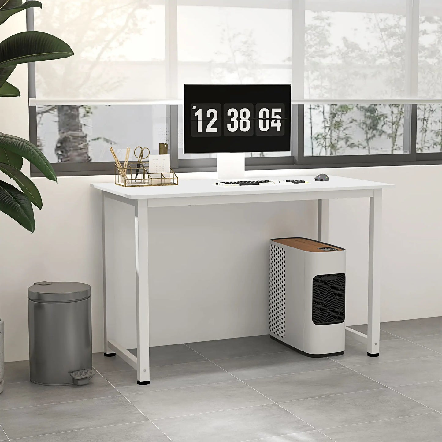 MESA DE ESCRITORIO MODERNA NORDIC STEEL 120x60 CM BLANCO image 0