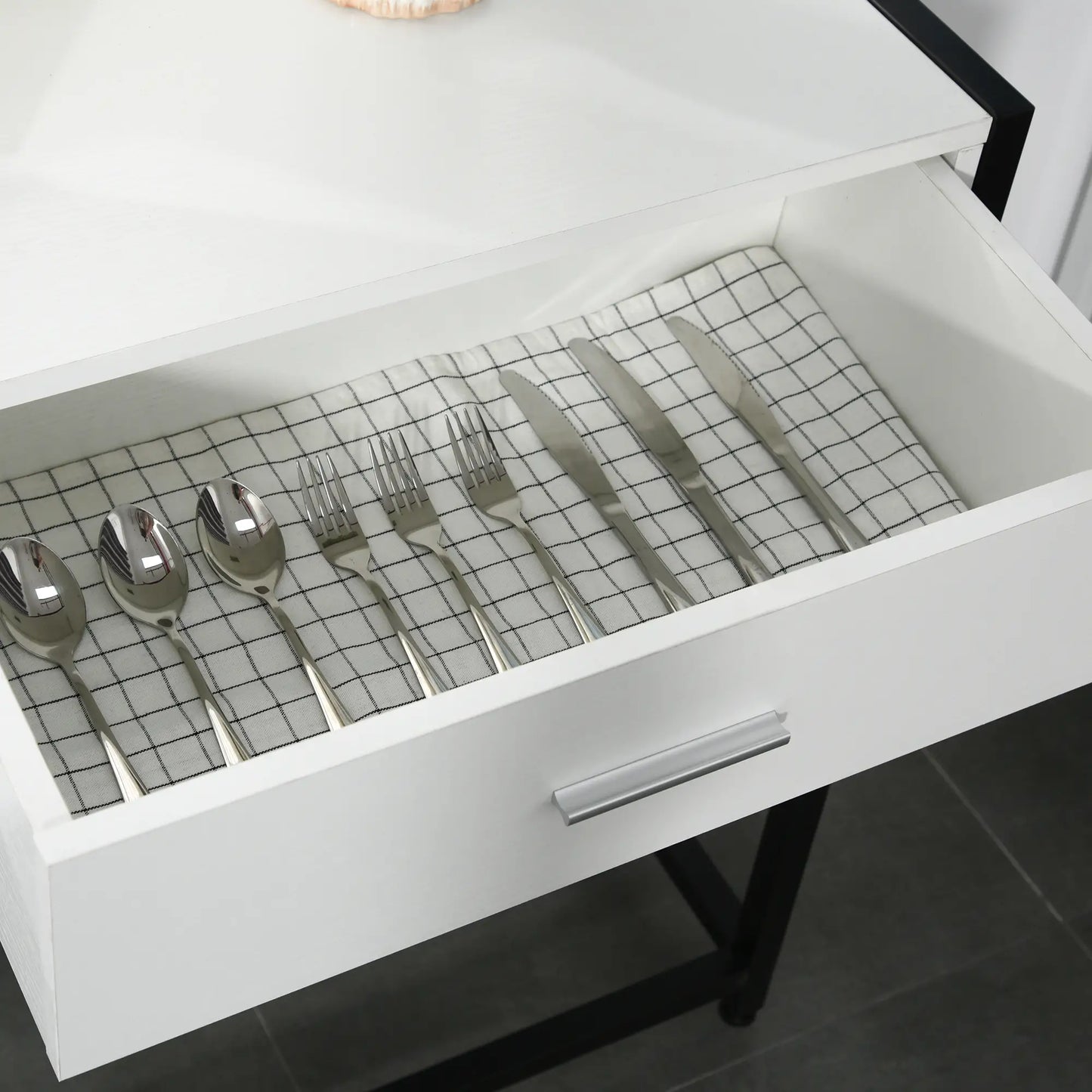 CONSOLA MODERNA BLANCO & NEGRO “MINIMAL CROSS DOUBLE DRAWER” image 8