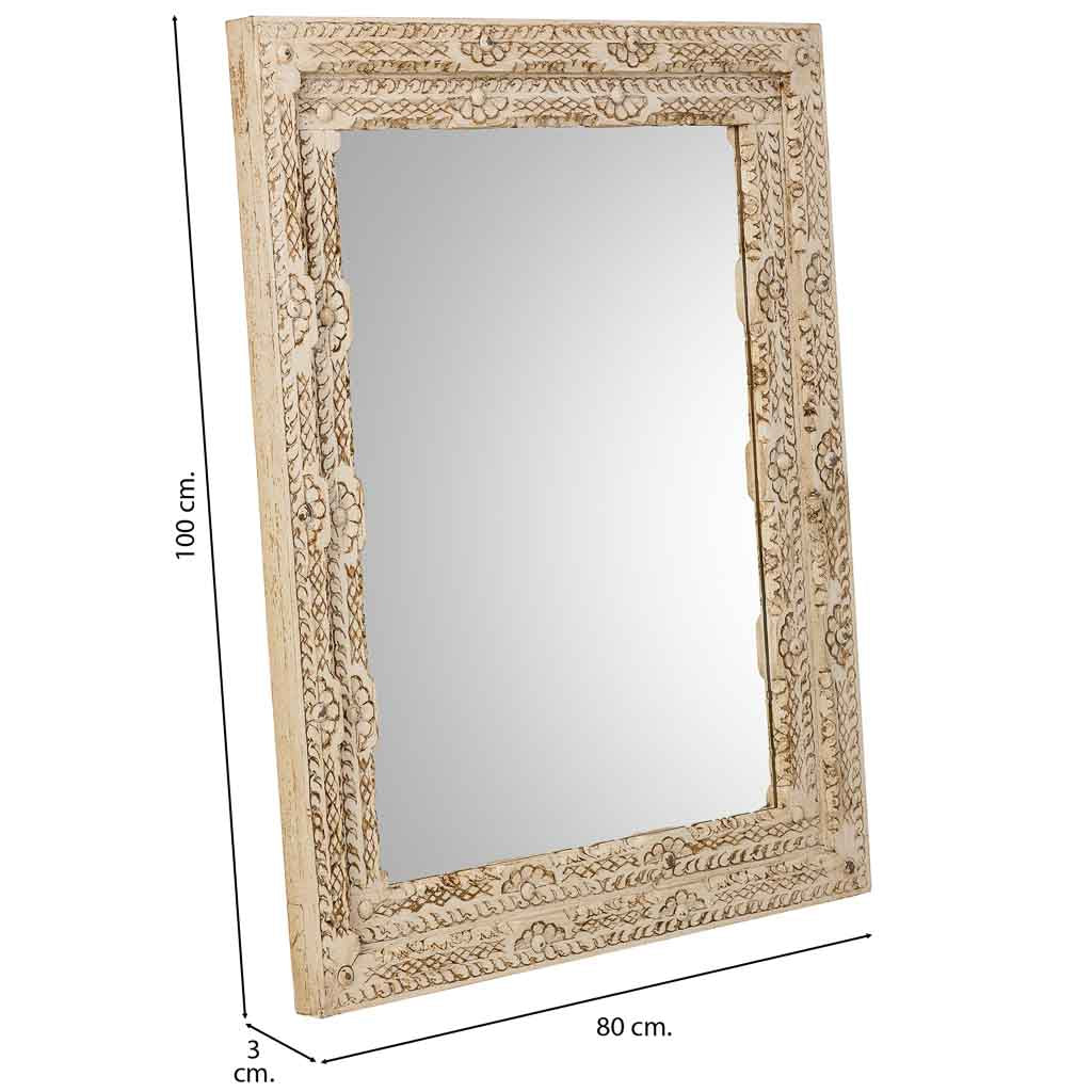 ESPEJO DALIAN ARTESANAL BLANCO DE MADERA image 1