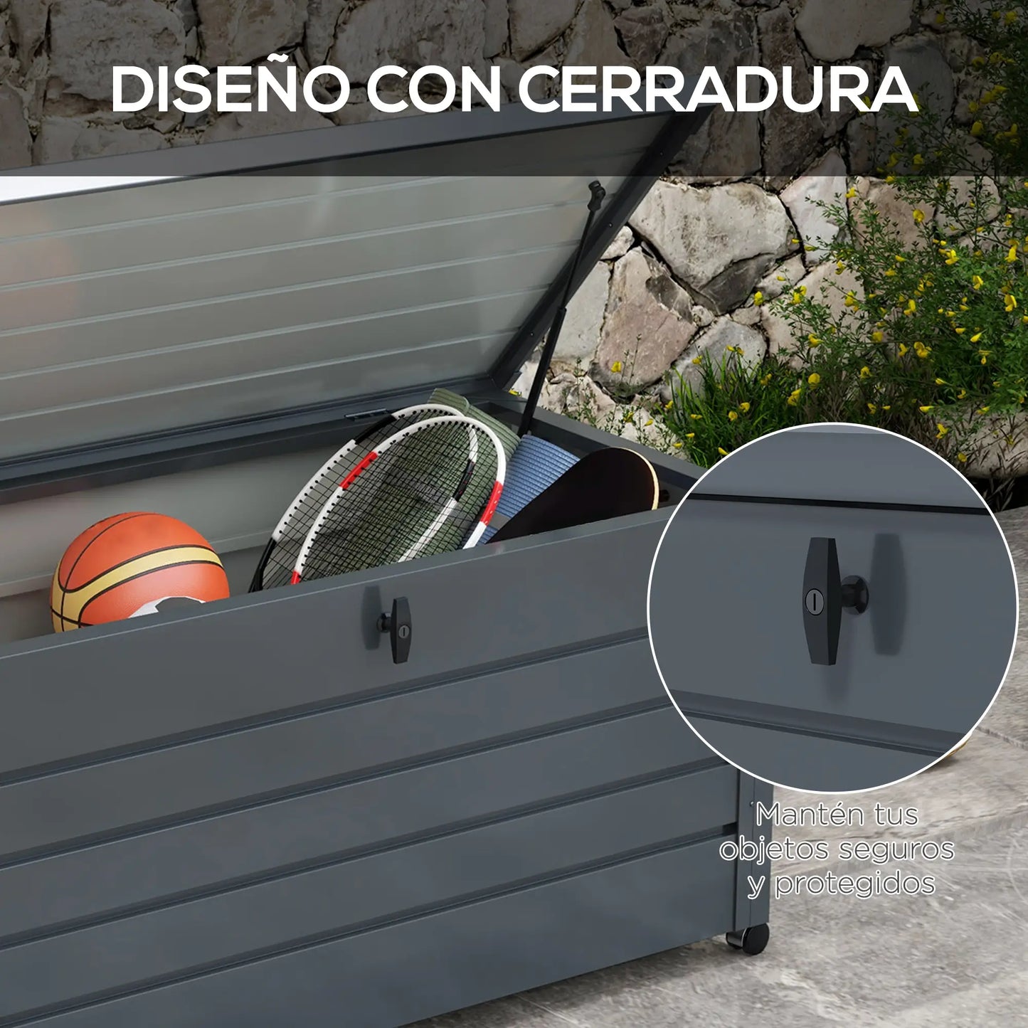BAÚL DE EXTERIOR DE ACERO GALVANIZADO CON RUEDAS 311 L – MODELO TITAN image 8