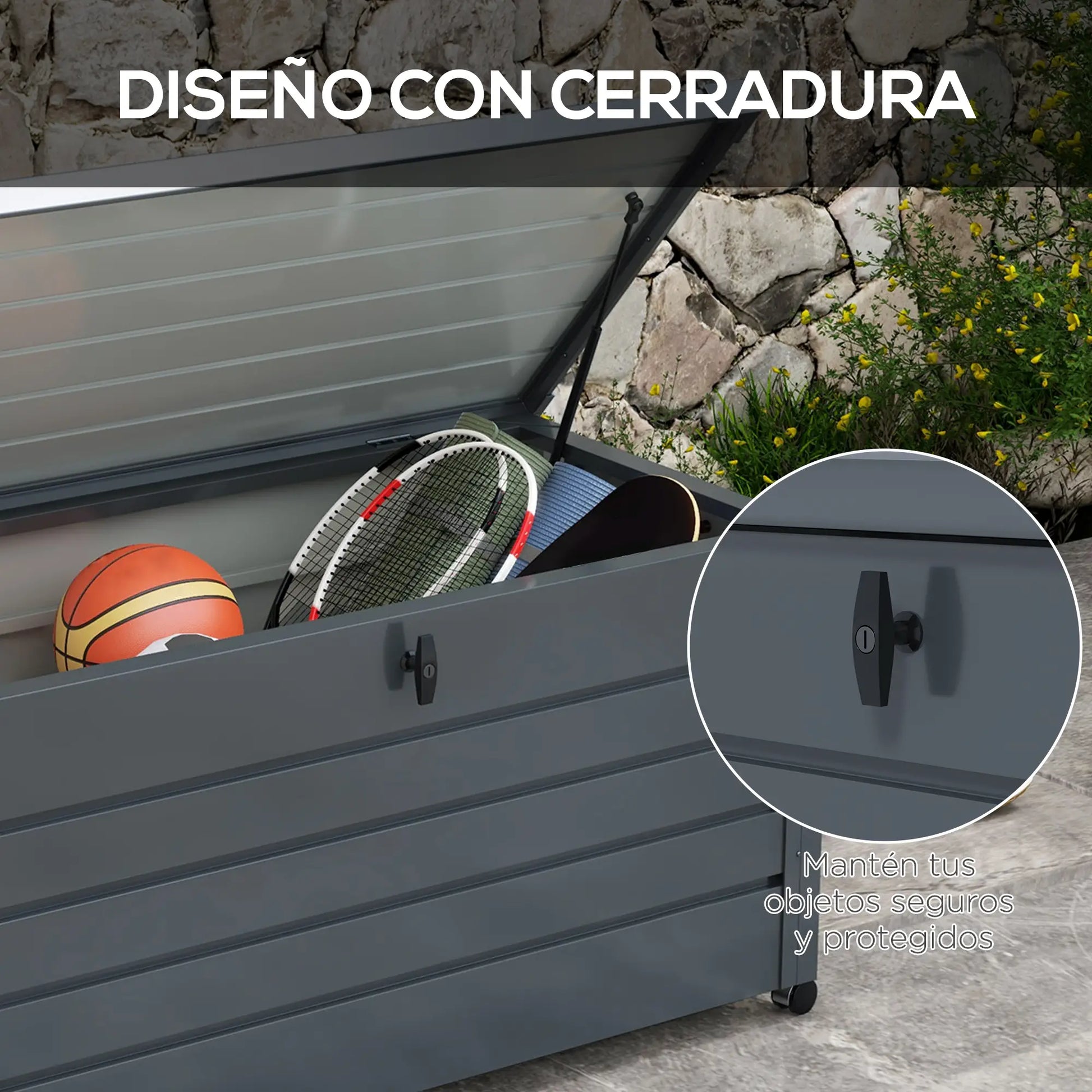 BAÚL DE EXTERIOR DE ACERO GALVANIZADO CON RUEDAS 311 L – MODELO TITAN image 8