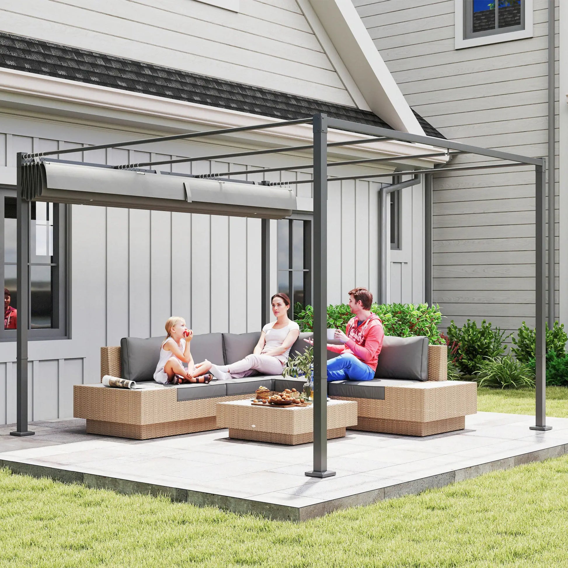 PÉRGOLA DE JARDÍN SOMBRAFIX 3X3 CON TECHO RETRÁCTIL Y CIERRE MAGNÉTICO image 4