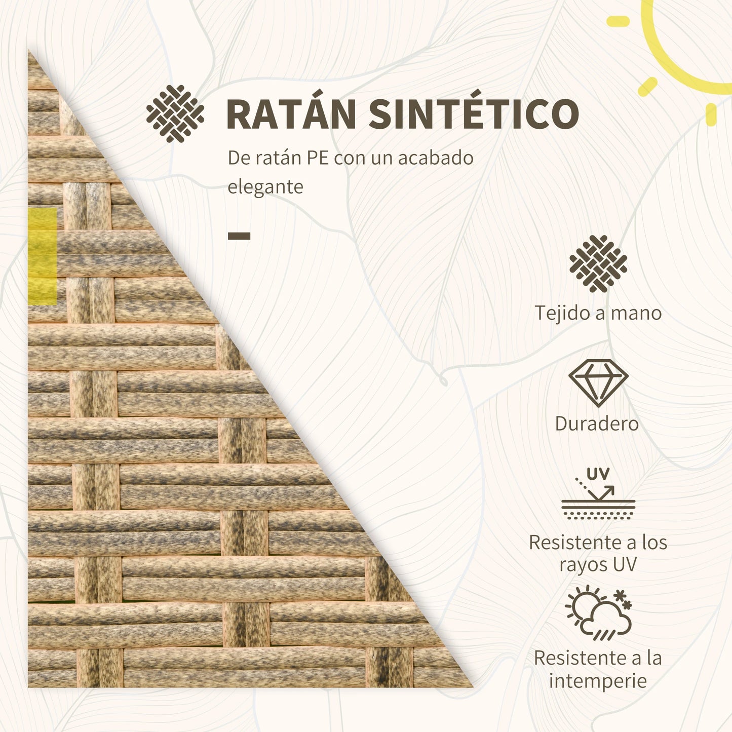 CONJUNTO DE JARDÍN RATÁN SINTÉTICO 2 SILLONES + MESA – MARRÓN image 7