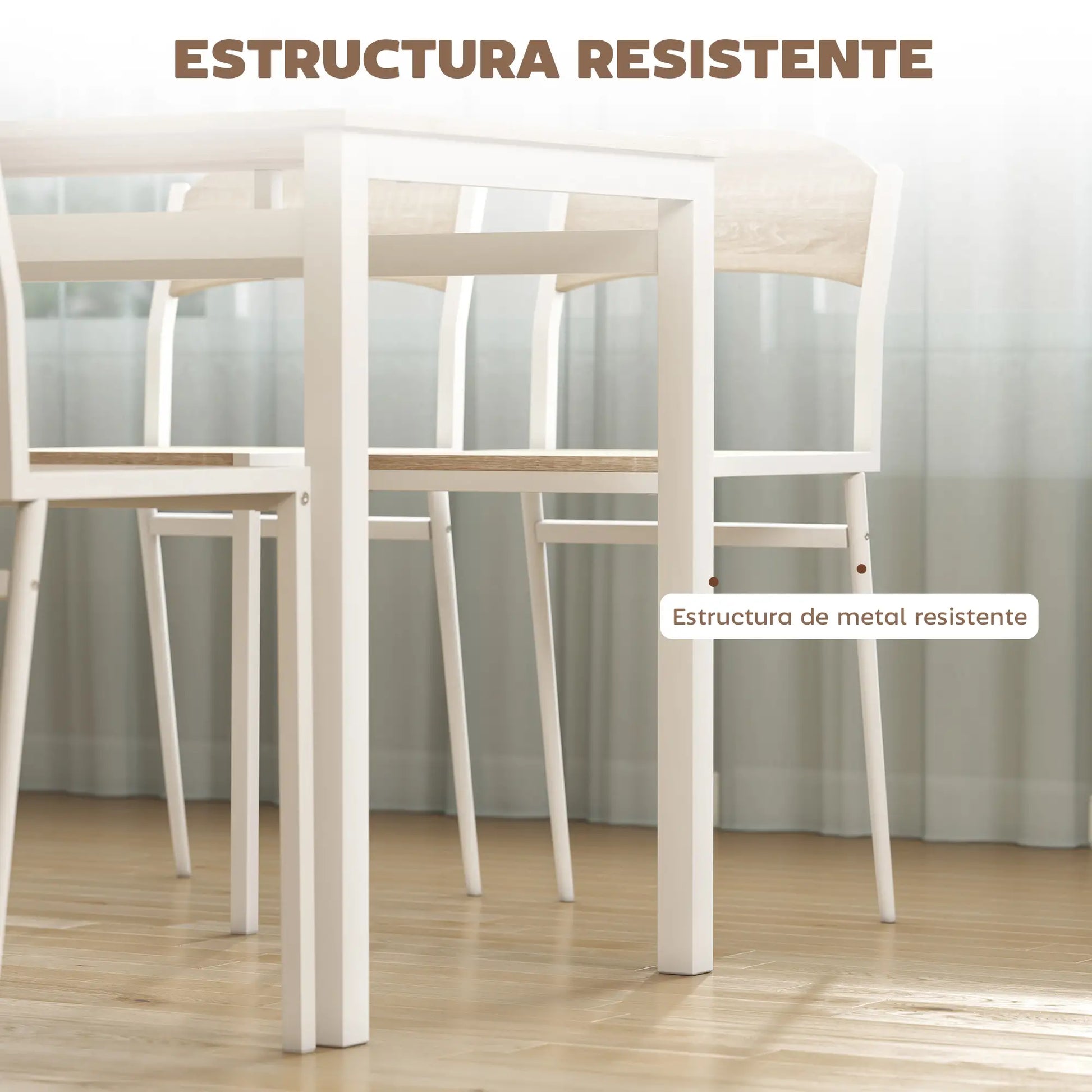 JUEGO DE MESA Y 4 SILLAS DE COMEDOR ESTILO MODERNO BLANCO – MODELO NORDIC image 2