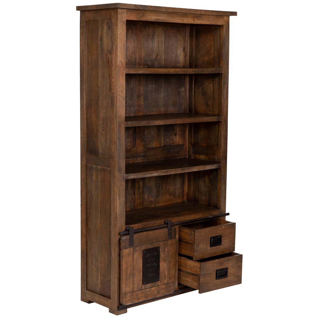 ESTANTE LIBRERÍA ÓXIDO ARTESANAL DE MADERA MACIZA image 1