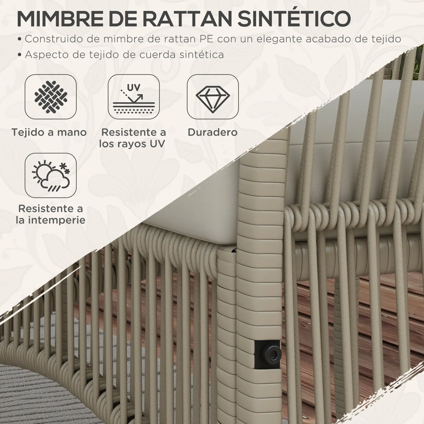 CONJUNTO DE MUEBLES DE TERRAZA DE RATÁN 4 PIEZAS TERRACONFORT CAQUI image 10