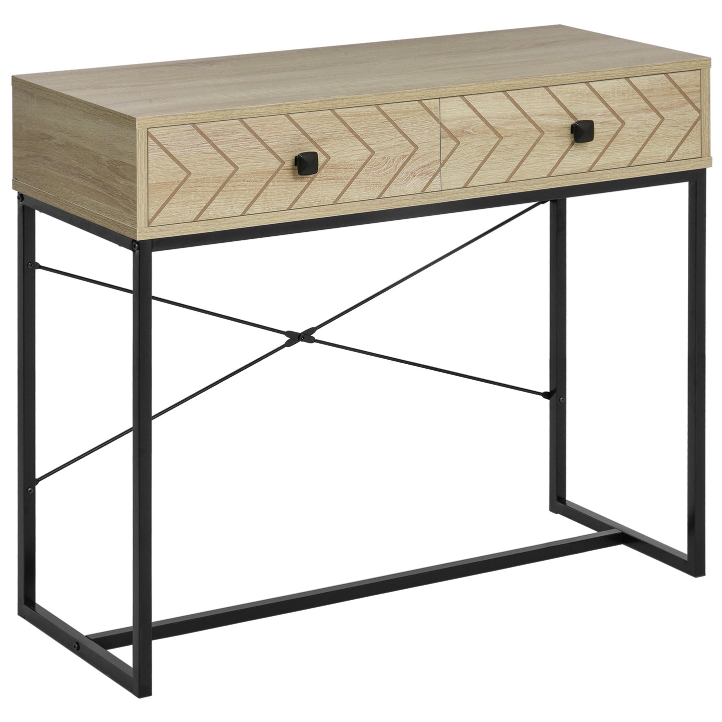 CONSOLA NATURAL METAL “ZIGZAG RETRO DOUBLE DRAWER” image 0
