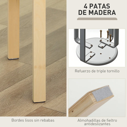 JUEGO DE 4 TABURETES APILABLES DE MADERA CON ASIENTO ACOL CAQUI – MODELO KENIA image 0