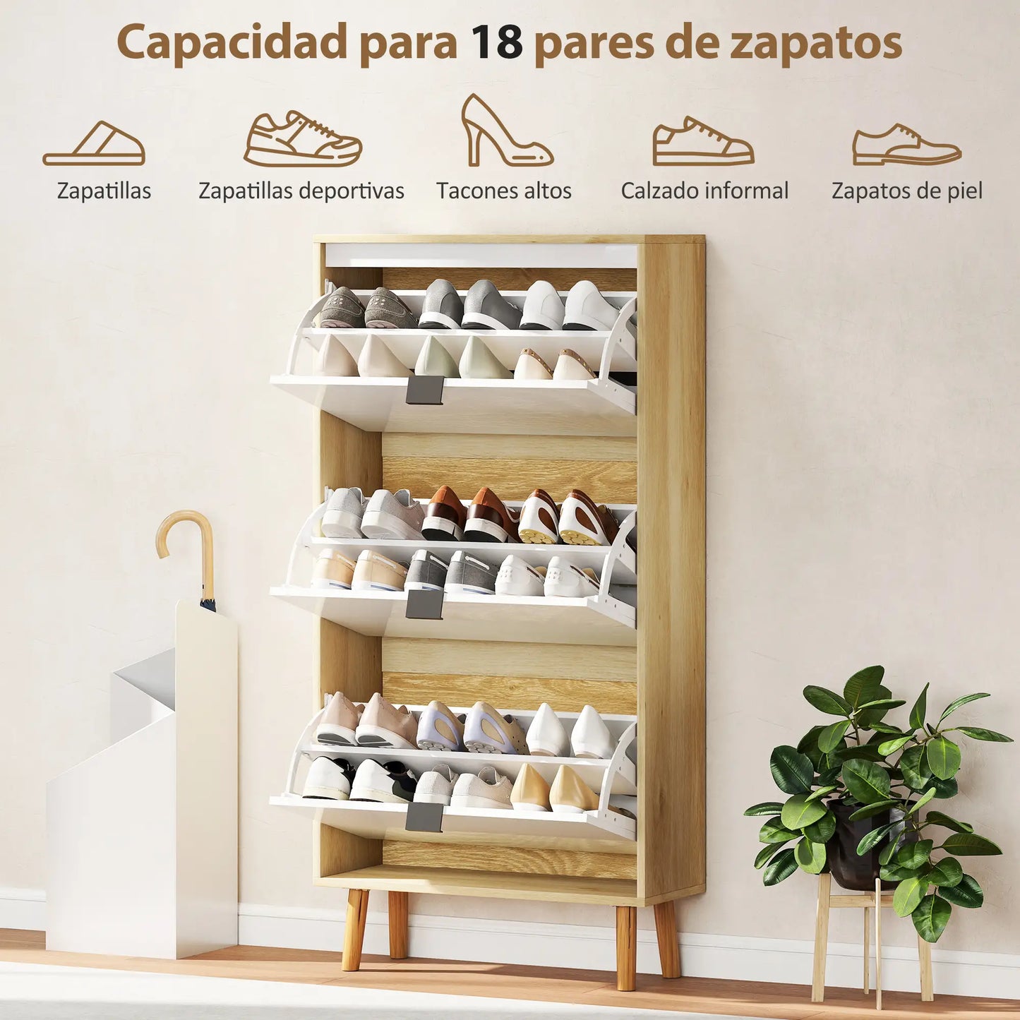 ZAPATERO DE ENTRADA MODELO BRILLO ROBLE NORDIC image 1