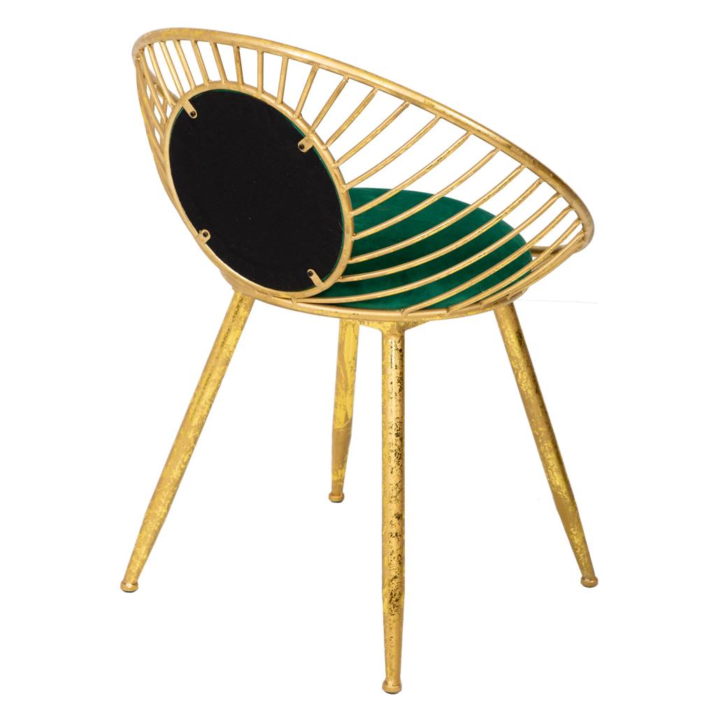 BANQUETA / SILLA DE METAL DORADO TAPIZADA VERDE image 6