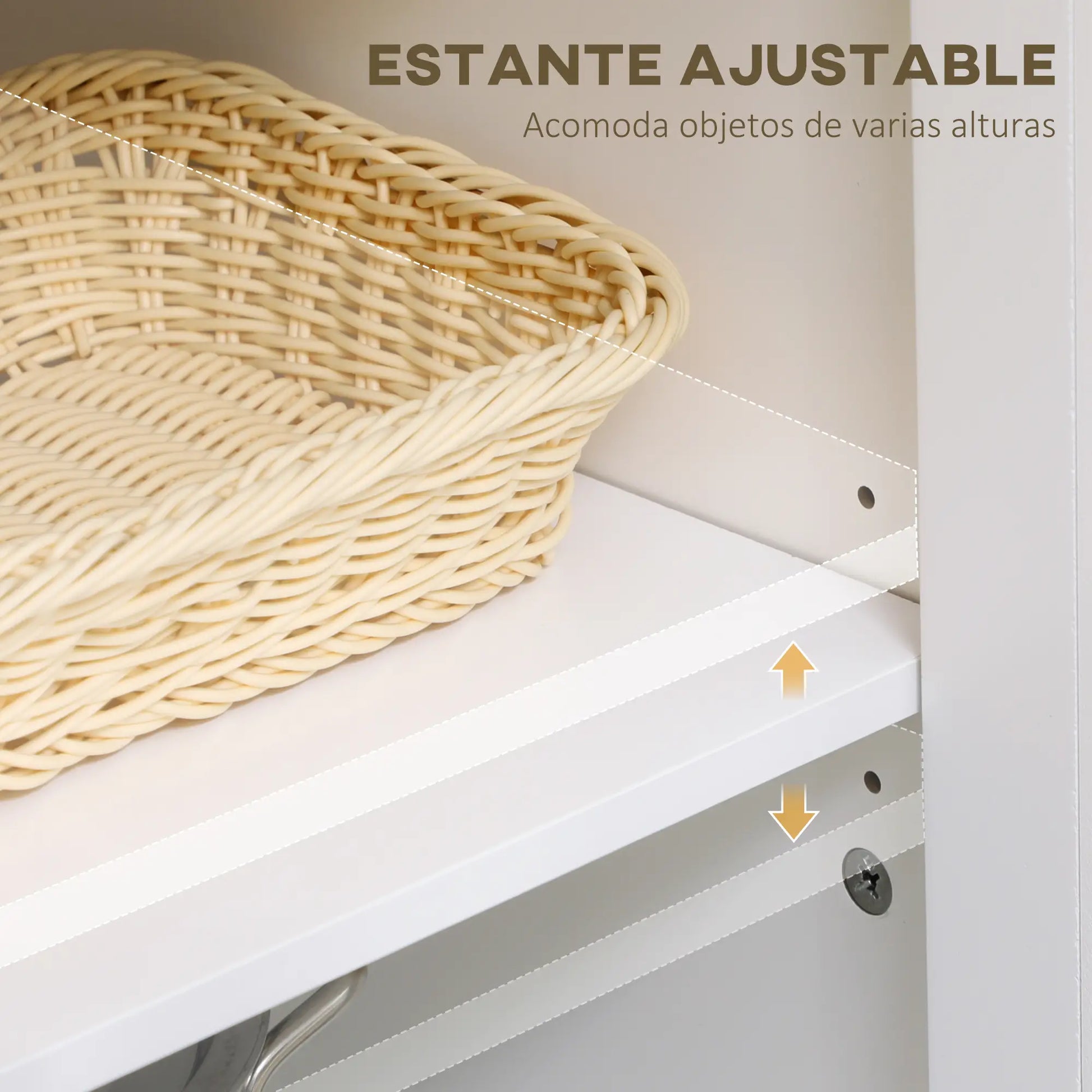 APARADOR DE COCINA MODERNO CON PUERTAS DE VIDRIO – BLANCO Y MADERA image 4