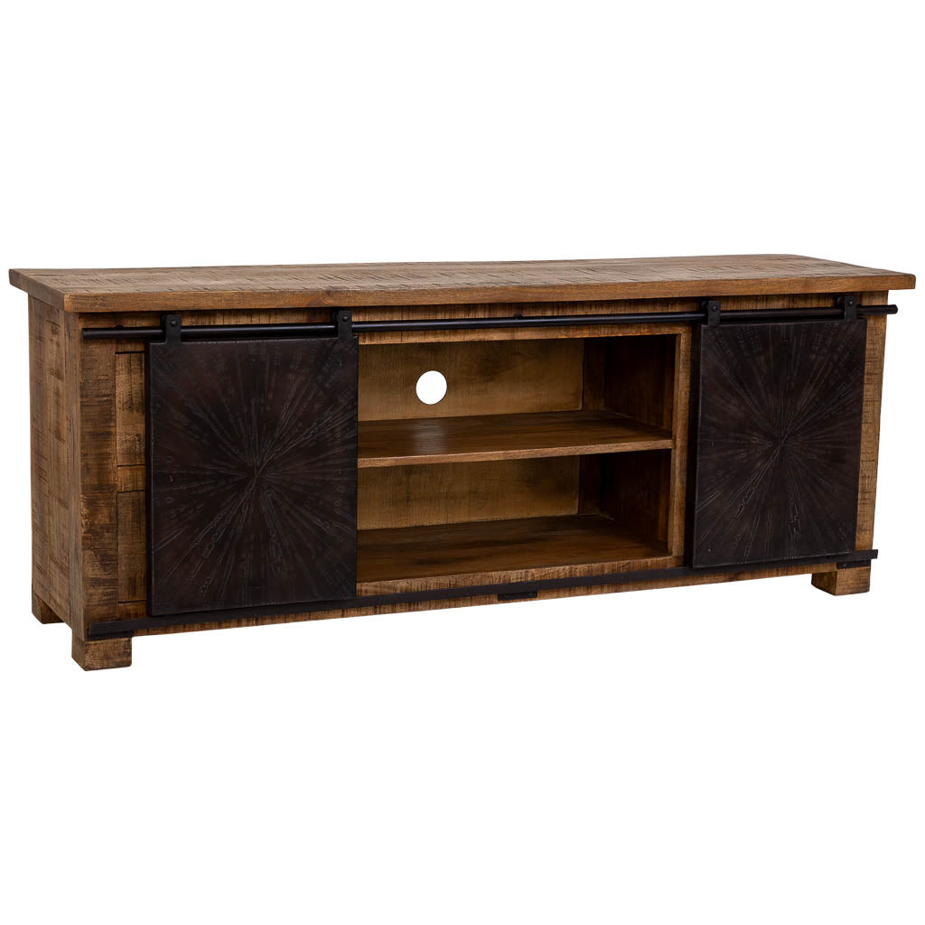 APARADOR ÓXIDO ARTESANAL DE MADERA MACIZA CON PUERTAS CORREDERAS Y 4 CAJONES image 3