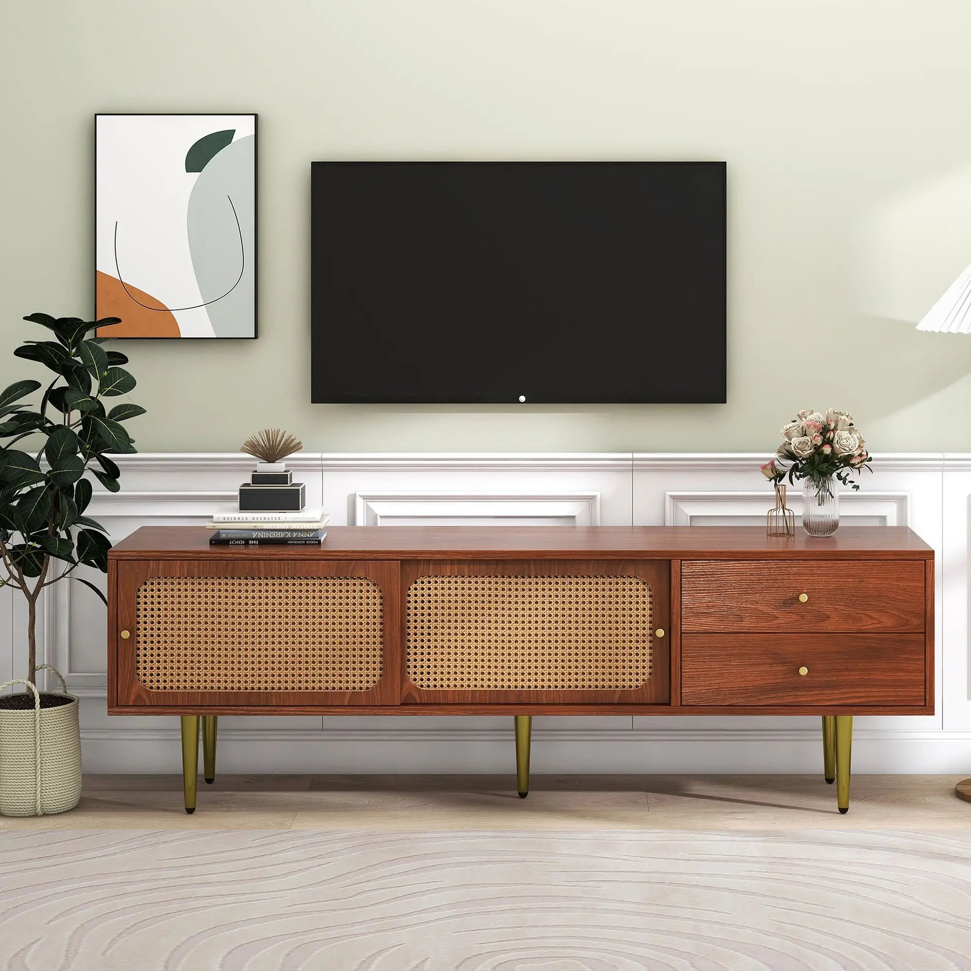 MUEBLE TV “NOGAL & RATÁN SLIDE” 160 CM image 5