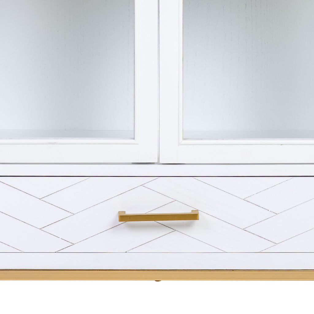 VITRINA MARTA DE MADERA Y METAL BLANCO 2 PUERTAS Y 1 CAJÓN image 6