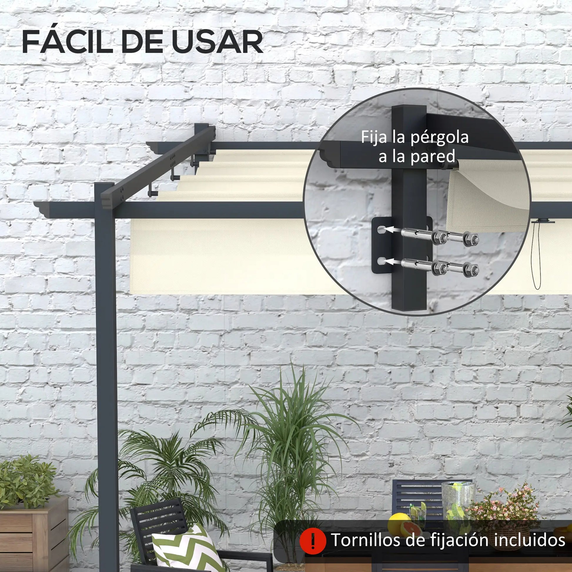 PÉRGOLA DE JARDÍN SOLENZA RETRACTIL 3X3 image 4