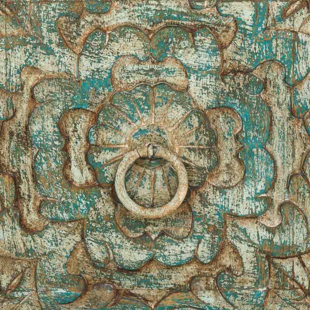 MESITA DE NOCHE DALIAN ARTESANAL DE MADERA TALLADA VERDE AGUAMARINA image 4