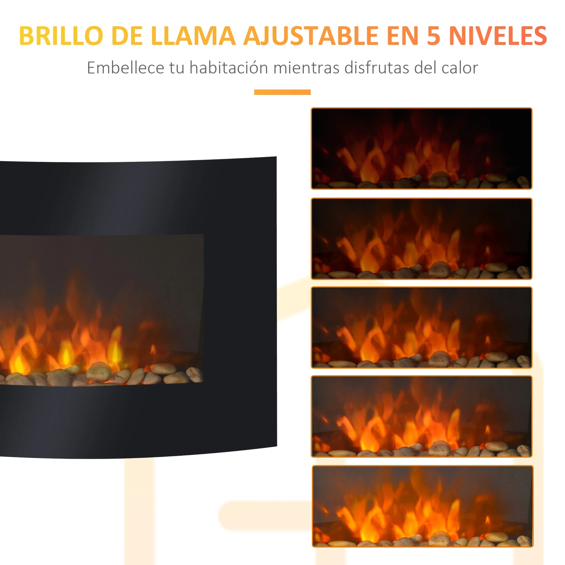 CHIMENEA ELÉCTRICA WALLFIRE ATMOS 1800W 65 CM NEGRO image 7