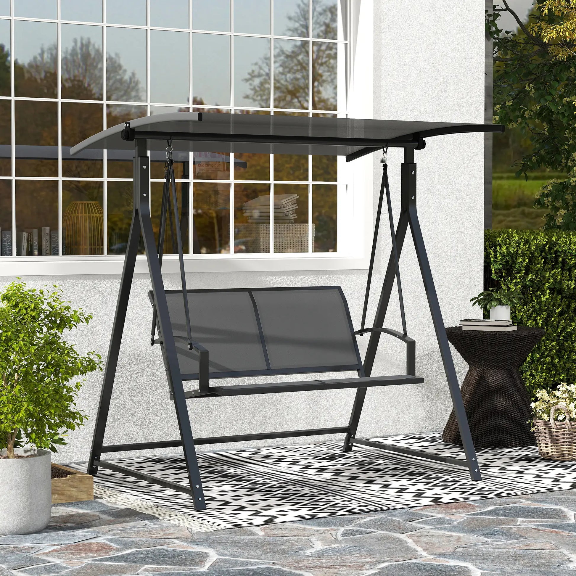 COLUMPIO DE JARDÍN 2 PLAZAS GREY RELAX – ESTRUCTURA TRIANGULAR CON TOLDO AJUSTAB image 2