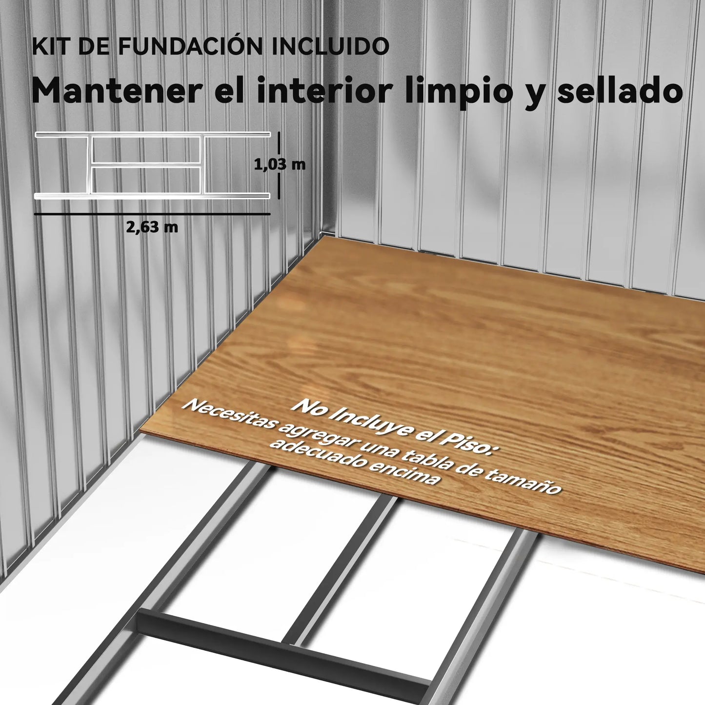 CASETA DE JARDÍN EXTERIOR DE ACERO 213×130×185 CM MARRÓN image 4