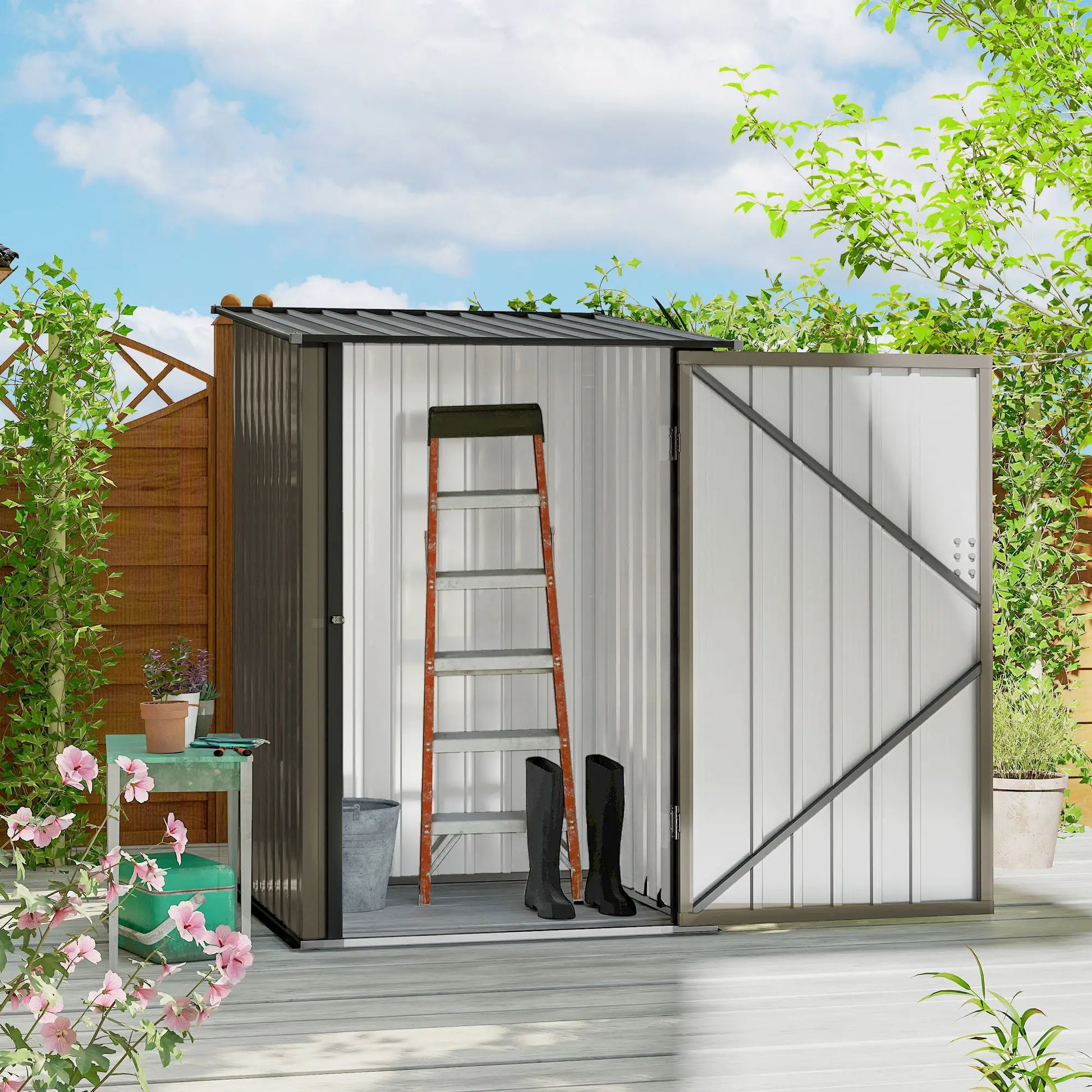 CASETA DE JARDÍN METÁLICA 0,92 M² MARRÓN CON CERRADURA – MODELO ATLAS image 1