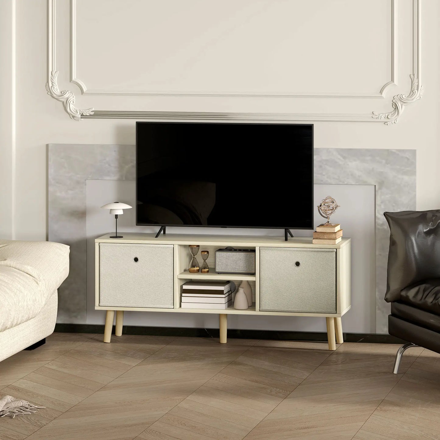 MUEBLE TV 110 CM MADERA CLARA & BEIGE image 0