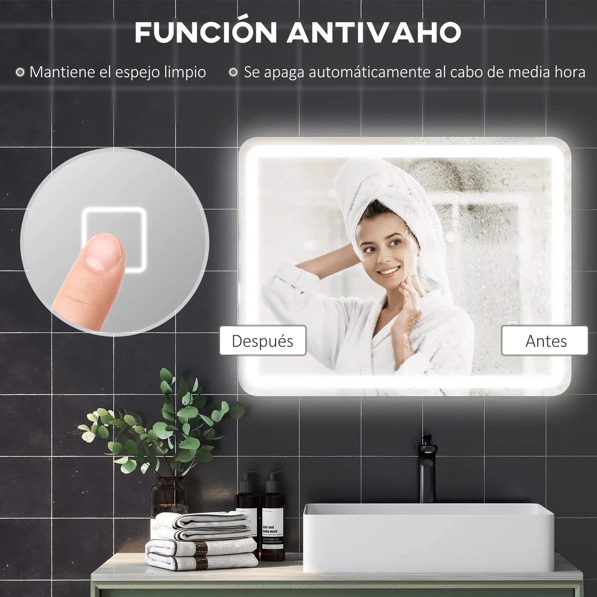 ESPEJO DE BAÑO LED LUMIRA PRO 70X90 CON ANTIVAHO Y MEMORIA image 2