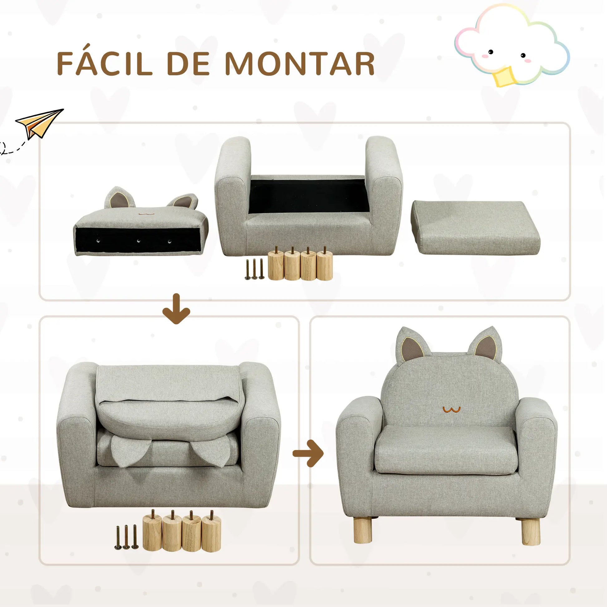 SILLÓN INFANTIL FELINO CAT MARRÓN image 6